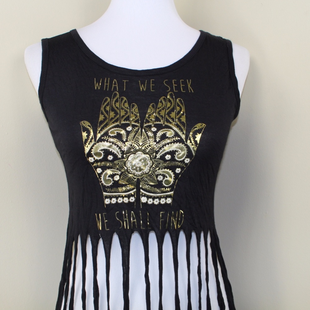NWT Rue 21 Gold What We Seek Cropped Tassel Tank - Picture 2 of 4